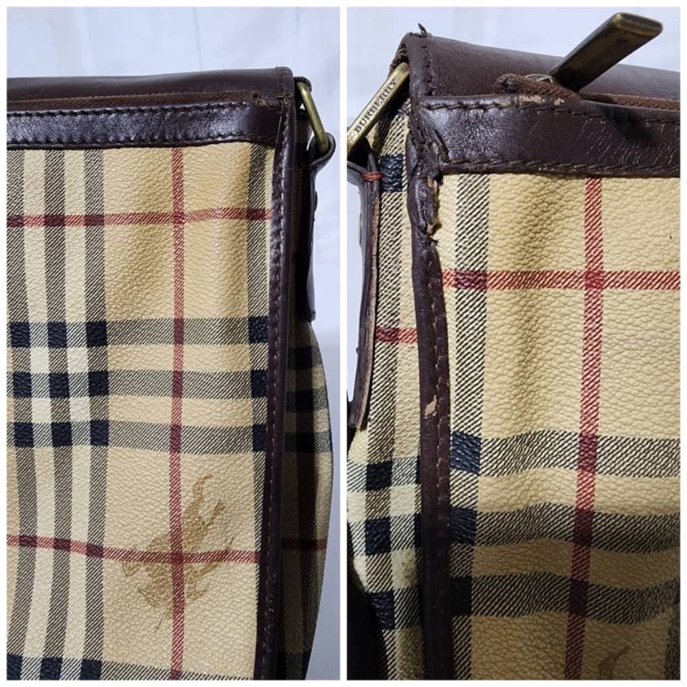 Authentic Burberry Haymarket Check Flap Crossbody Bag Brown/ Beige - Picture 10 of 16